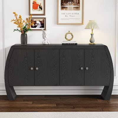 59" Vintage Console Table with Brass Handles