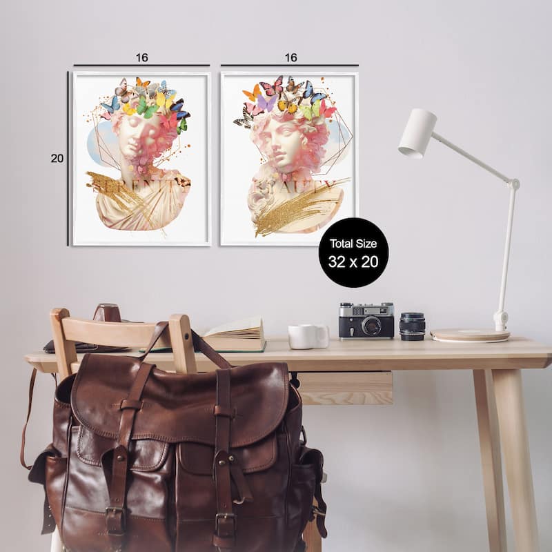 Stupell Serenity & Beauty Glam Collages Framed Giclee Art Design By Susan Arnot (Set of 2)