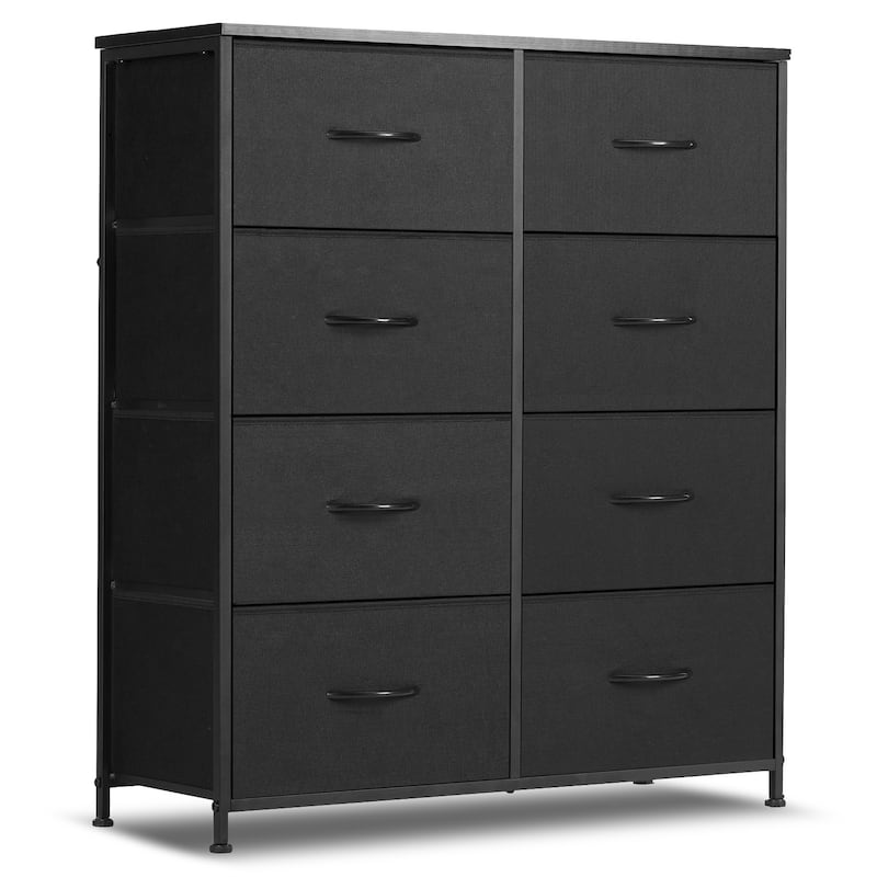 Dresser for Bedroom, 8 Storage Drawers, Tall Fabric Closet Chests Organizer Tower Furniture with Wooden Top Metal Frame