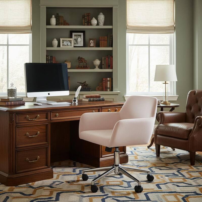 Homylin Modern Velvet Upholstered Task Chair with 360 Degree Swivel