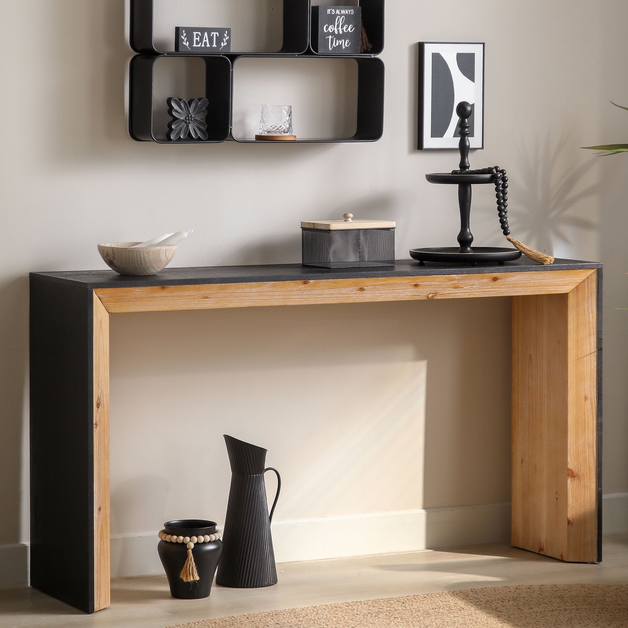 59" Rustic Modern Wood Console Table for Entryway Table