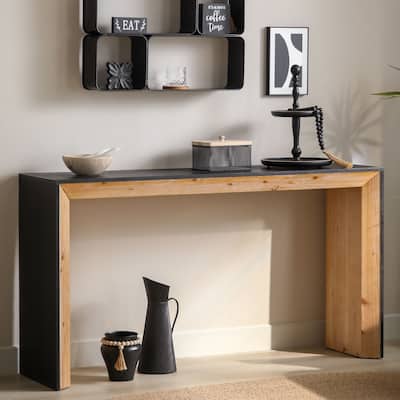 Black/Natural Wooden Console Table Narrow Entryway Table Modern Couch Table Small Entry Way Tables,Easy Assembly