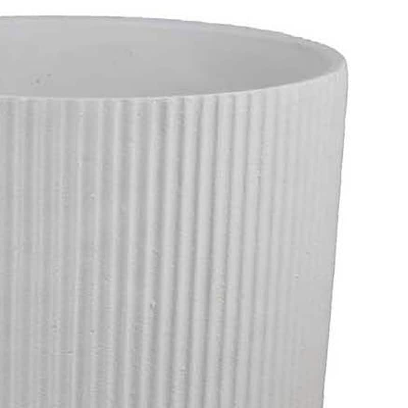 Modern Planter Bowl Set of 2, Ribbed Edges, Serene White Terracotta