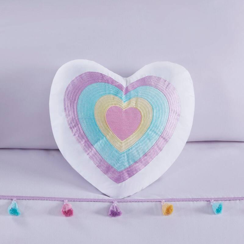 Intelligent Design Kids Tanya Tassel Comforter Set with Heart Shaped Throw Pillow