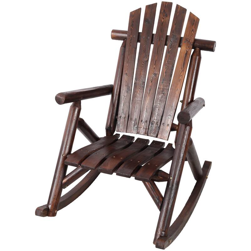 Wooden Porch Rocker Chair,Durable Wooden Porch Rocker Chair,Fir log Rocking Chair,Patio Rockers for Outside,Garde - Brown