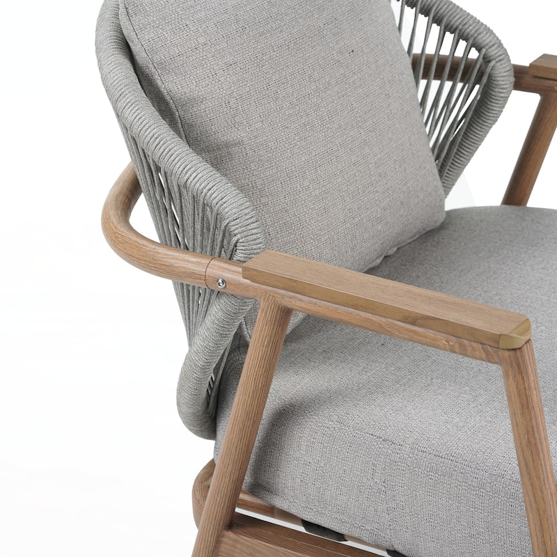 Set of 2 Outdoor Rope Club Chair, Teak Finished
