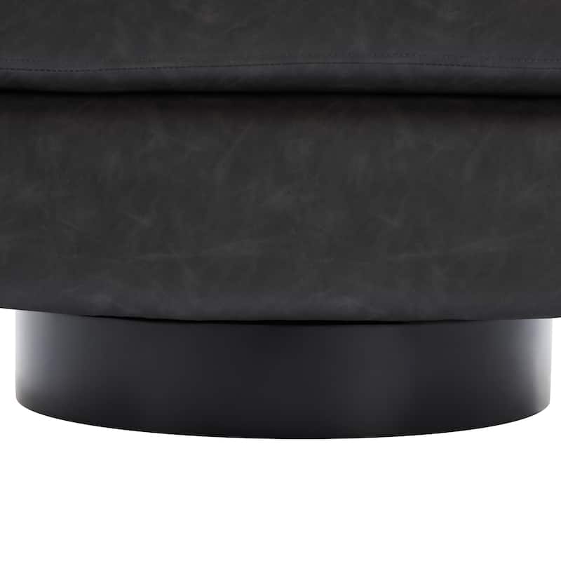 Faux Leather Wide Seat Swivel Barrel Chair