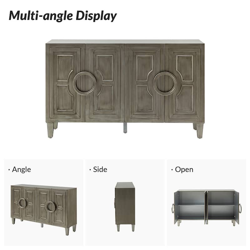 Connie 58" Contemporary Sideboard Buffet with Round Solid Wood Door Handles by HULALA HOME