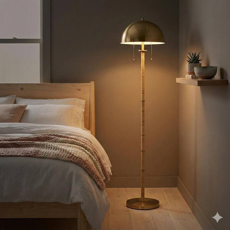 Elegant Duo Two-Light Floor Lamp - Brass