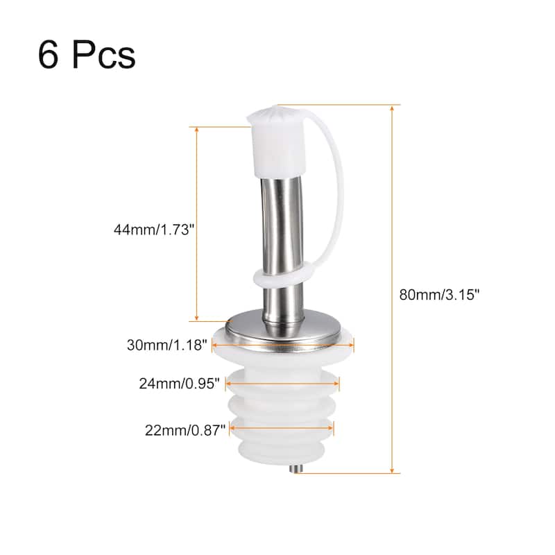 Stainless Steel Bottle Pourers, 6Pcs 90mm/3.54" Olive Oil Spout - White - 80mm