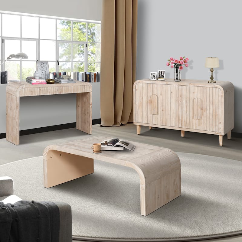 Farmhouse Vintage Curved Art Deco Design Crafts Coffee Table