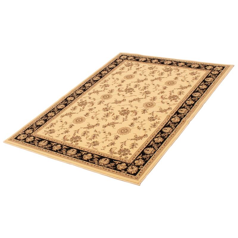 ECARPETGALLERY Machine Woven Lotus Mod Cream Polypropylene Rug - 5'3 x 7'6