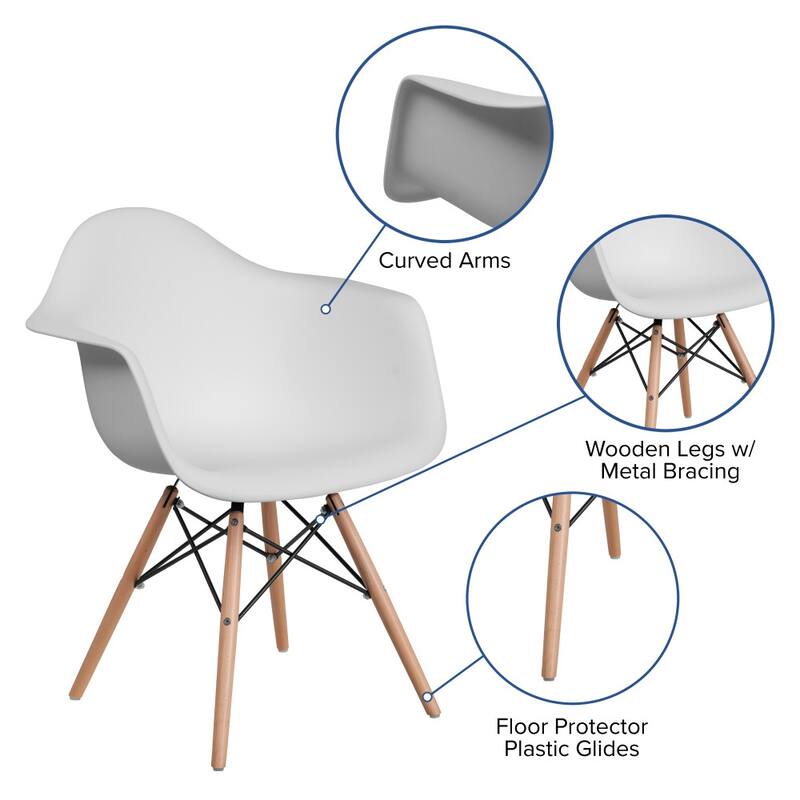 Plastic Chair with Arms and Wooden Legs