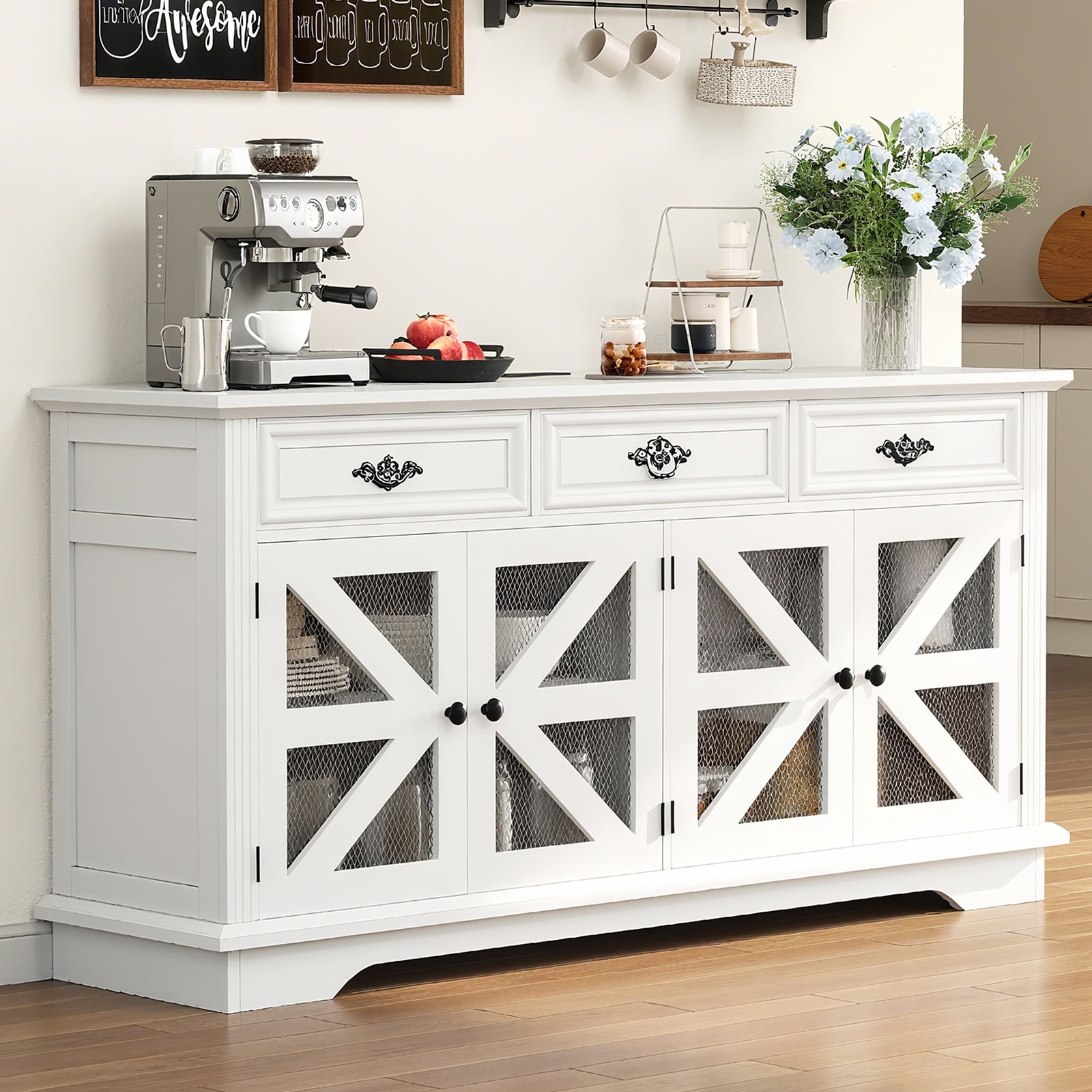 63" Kitchen Buffet Cabinet with Storage for Dining Room Living Room