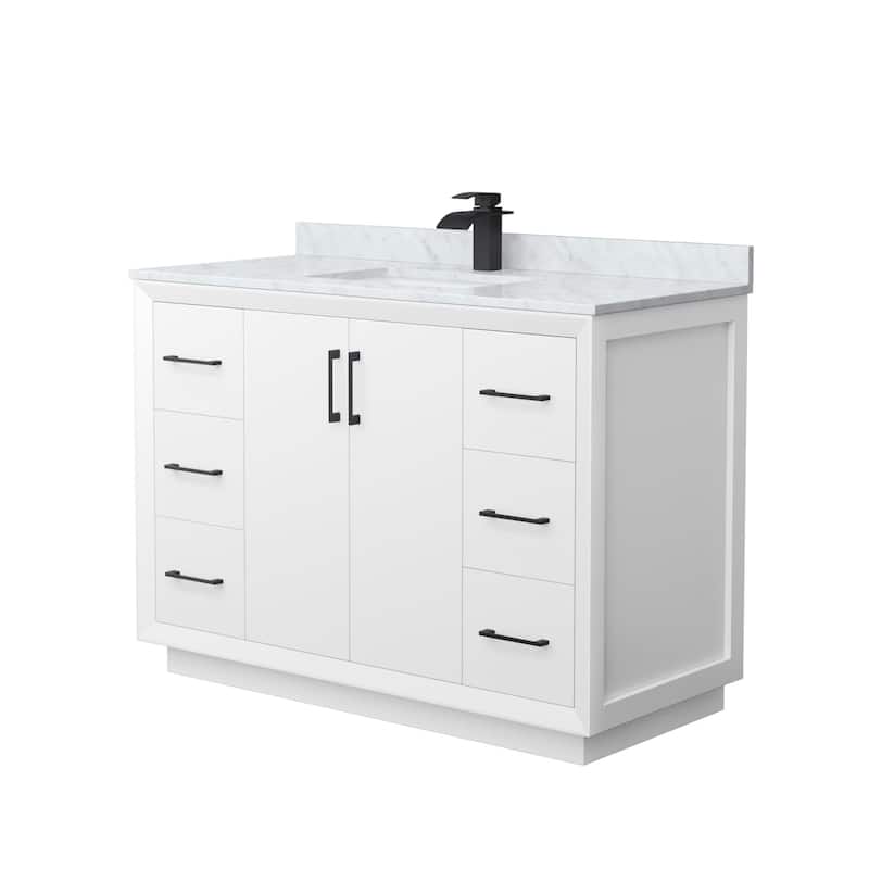 Wyndham Collection WCF414148S-NAT-UNSMXX Strada 48" Free Standing - White / Matte Black Hardware