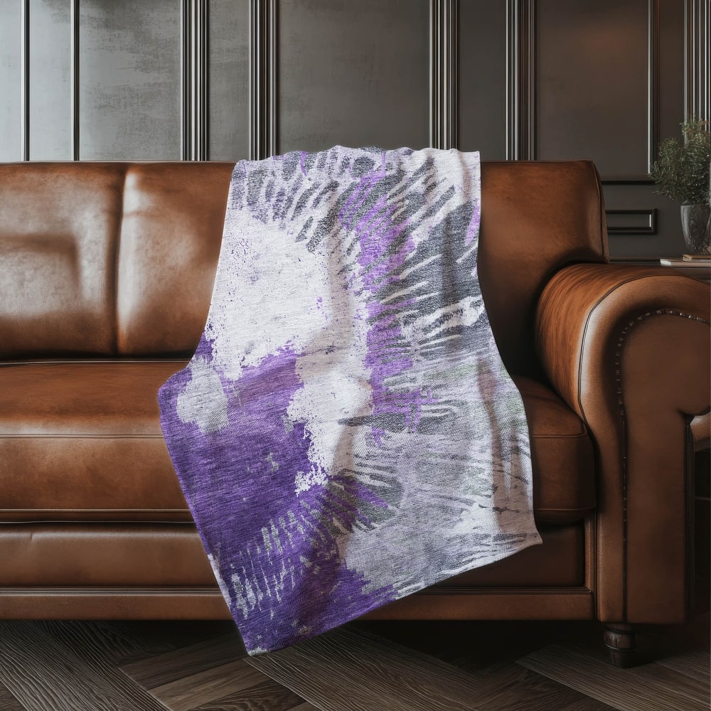 Premium Machine Washable Contemporary Abstract Sherpa Throw Blanket
