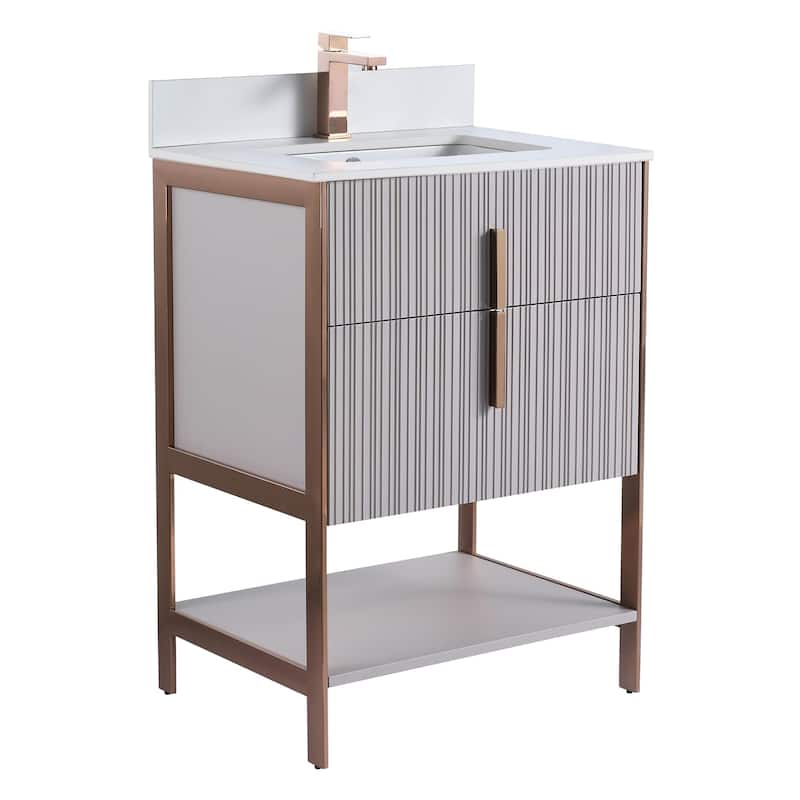 Fine Fixtures Serenity Modern Bathroom Vanity with White Stone Top