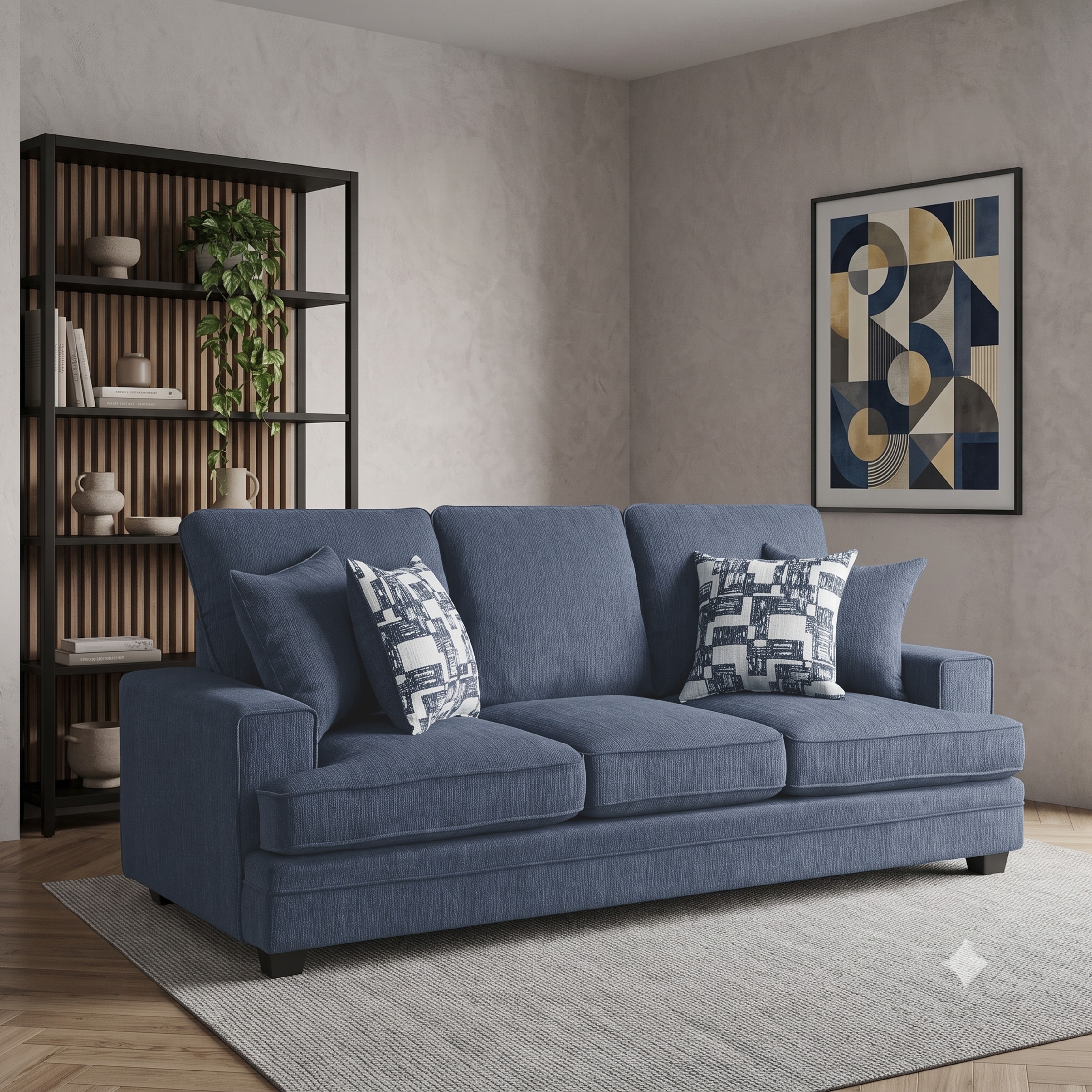 Veritas 90" Chenille Living Room Sofa with Decor Pillows
