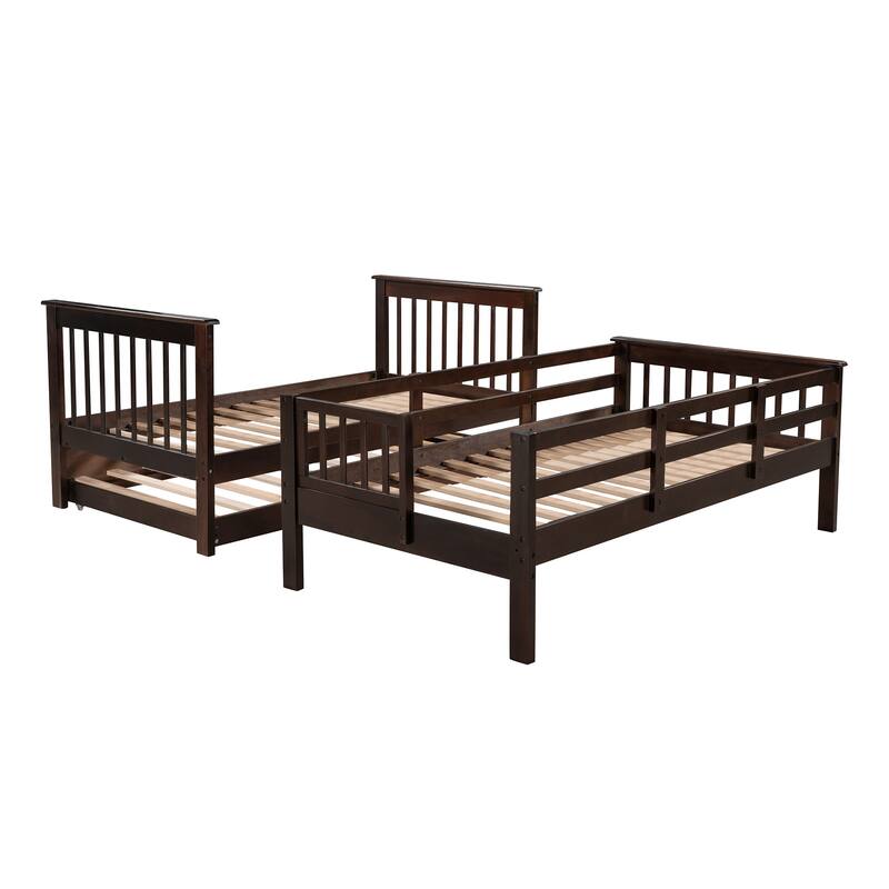 Twin-Over-Twin Bunk Bed with Trundle and Storage Staircase, Space-Saving Design