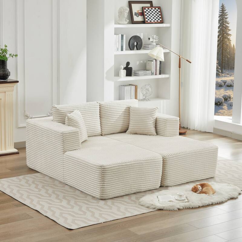 106" Modern Corduroy Sectional Sofa with Right/Left Chaise No Assembly Required