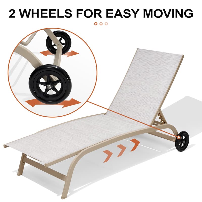 Crestlive Outdoor Adjustable Chaise Lounge Chairs with Wheels - See the Picture