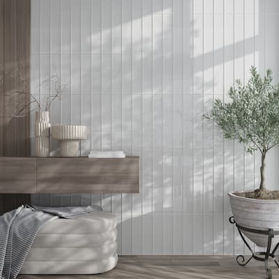 Apollo tile 4" x 16" Colorway Glossy Warm Greige Glass Tile (5.33 sq ft/case) - 12 Pack