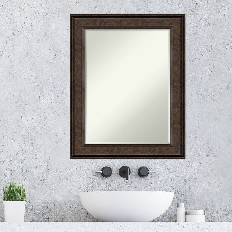 Petite Bevel Bathroom Wall Mirror - Ridge Bronze Frame - Ridge Bronze - 24 x 30 in