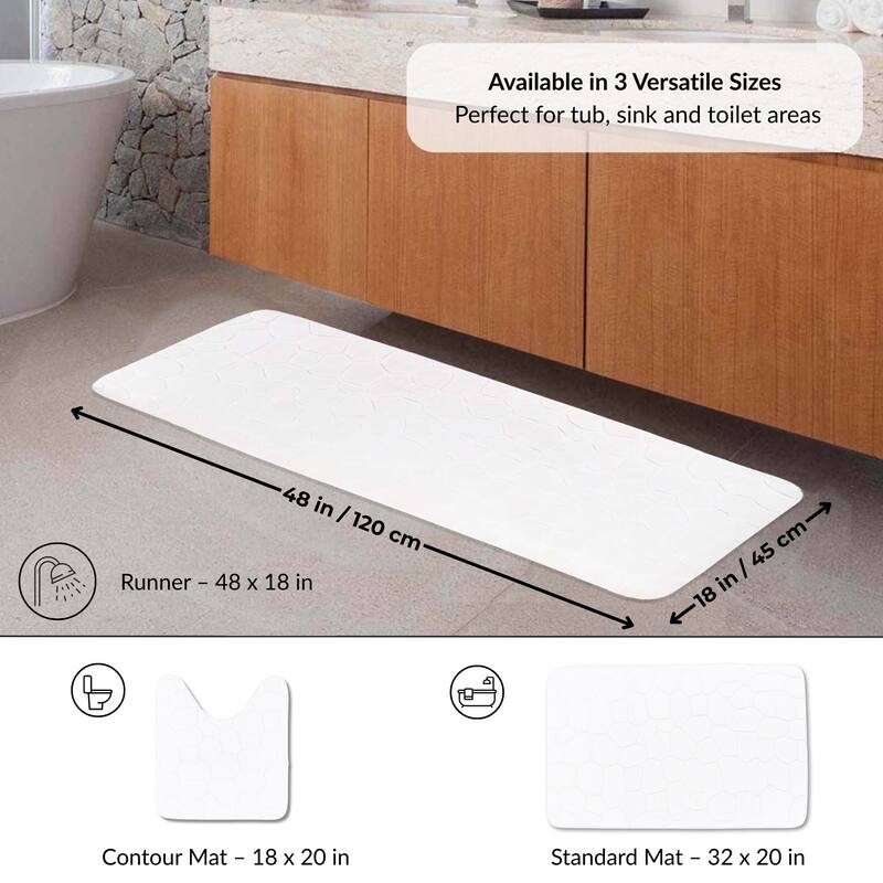 Memory Foam Runner Bath Mat Pebble Design 48x18