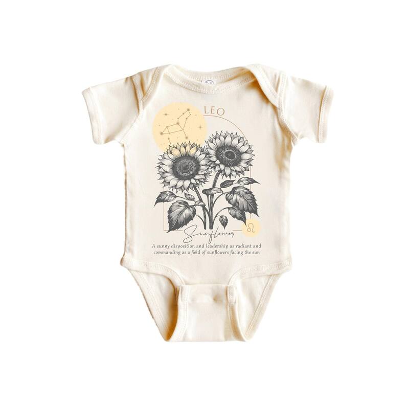 Leo Floral Celestial - Baby Boy Girl Clothes Infant Bodysuit Funny Cute Newborn - White - 6-9M