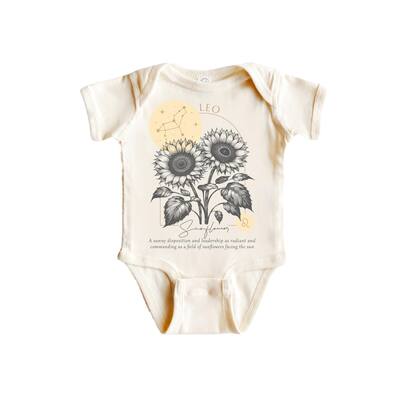 Leo Floral Celestial - Baby Boy Girl Clothes Infant Bodysuit Funny Cute Newborn