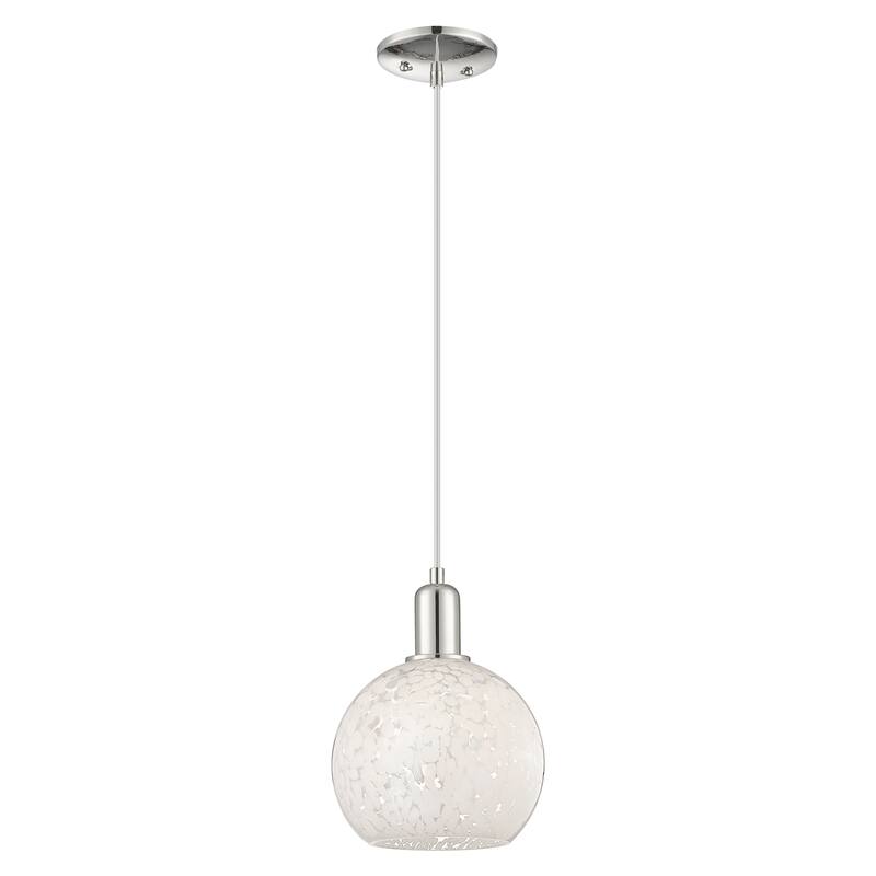 Innovations Lighting Endless Possibilities Arcadia - White Mouchette - 1 Light 8" Cord Hung Mini Pendant - Polished Nickel