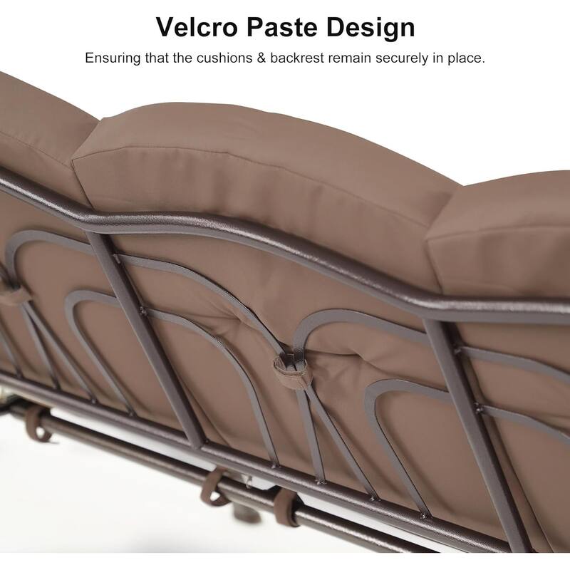 PURPLE LEAF Deluxe Outdoor Patio Porch Swing with Weather Resistant Steel Frame, Cushions and Pillow Included