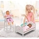 preview thumbnail 1 of 4, Badger Basket English Country Doll High Chair and Bed Set with Chevron Bedding and Free Personalization Kit - White/Pink
