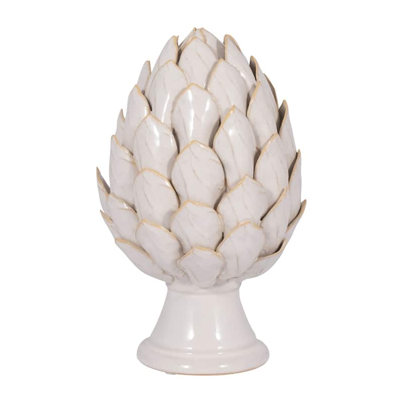 Sagebrook Home Ceramic 10" Ivory Artichoke Sculpture, Crafted from high-quality ceramic - 6" x 6" x 10" - Marbled Ivory/beige - 6" x 6" x 10"