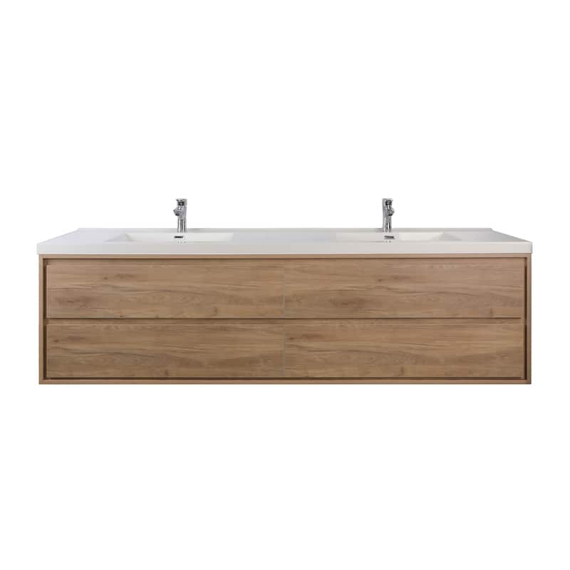 Sage 84" wall mounted bathroom vanity with double basin acrylic top