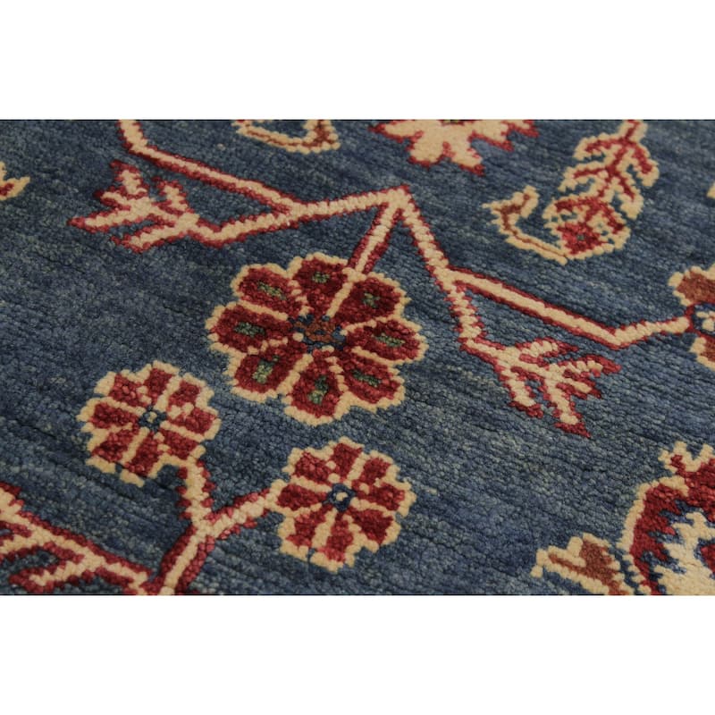Rustic Kazak Evie Blue/Natural Wool Octagon - 7'8'' x 7'9''