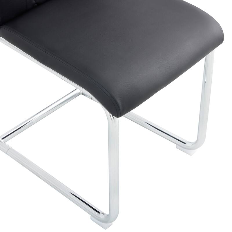 Roomfitters PU Dining Chairs with Metal Legs, Upholstered Set of 6 for Kitchen, Bedroom or Dining Room