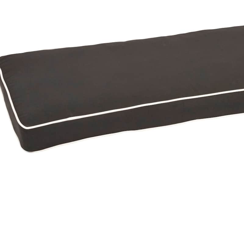 Cottage Sunbrella Fabric Bench Cushion for Cottage Teak Bench - Black with Canvas Cording