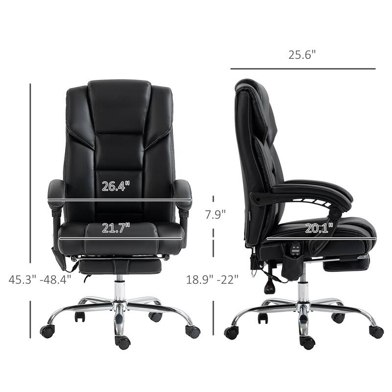 Massage Office Chair with Lumbar Heating, 6 Vibration Points, Footrest & Adjustable Height