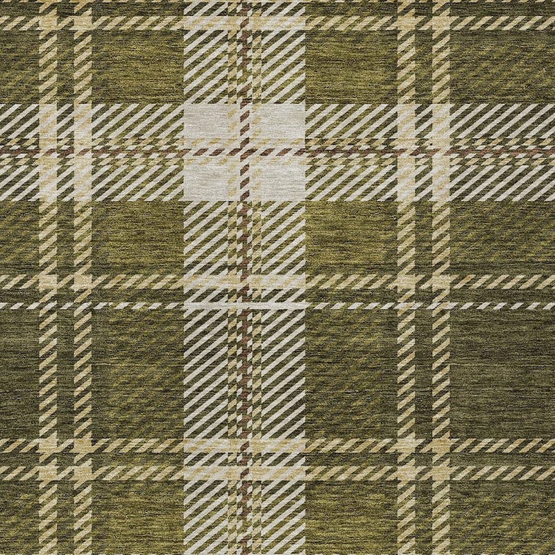 HomeRoots Plaid Transitional Rectangle Outdoor Rug