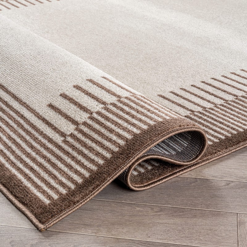 World Rug Gallery Modern Abstract Bordered Area Rug for Living Room, Bedroom, or Entryway - Low Pile Indoor Rug