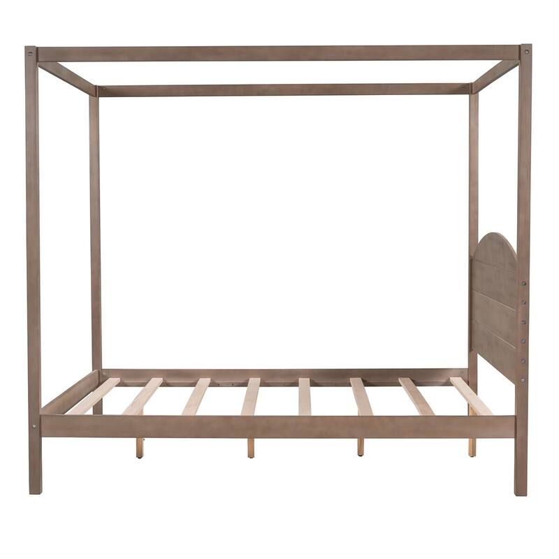 Merax Canopy Platform Bed with Headboard and Support Legs