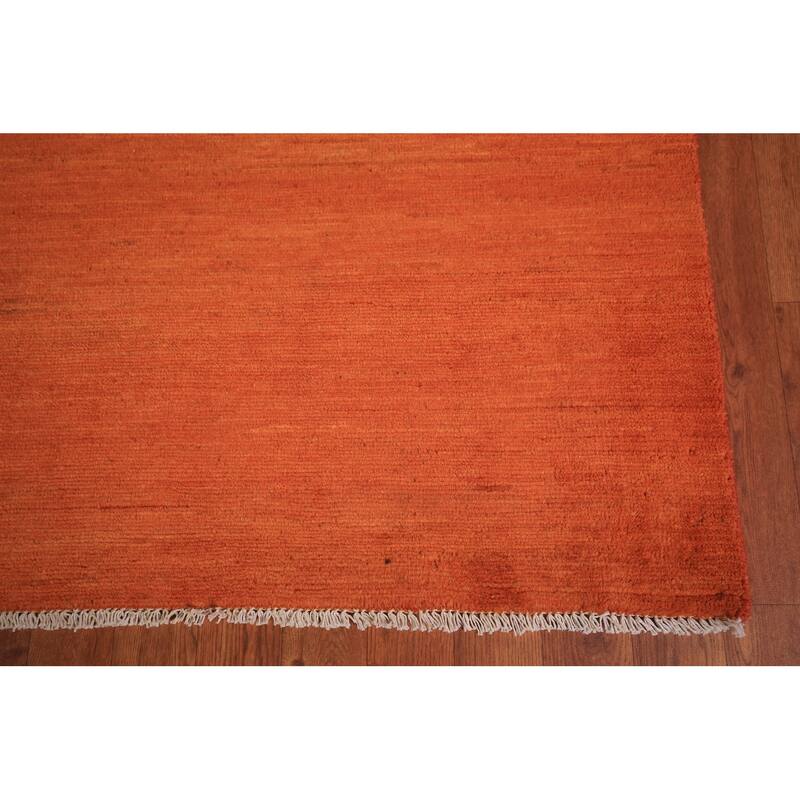 Orange Modern Gabbeh Area Rug Handmade Wool Carpet - 8'9" x 11'7"