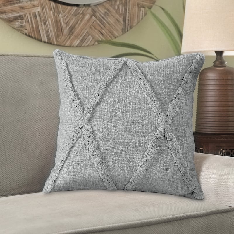 Solid Decorative Diamond Tufted Cotton Throw Pillow