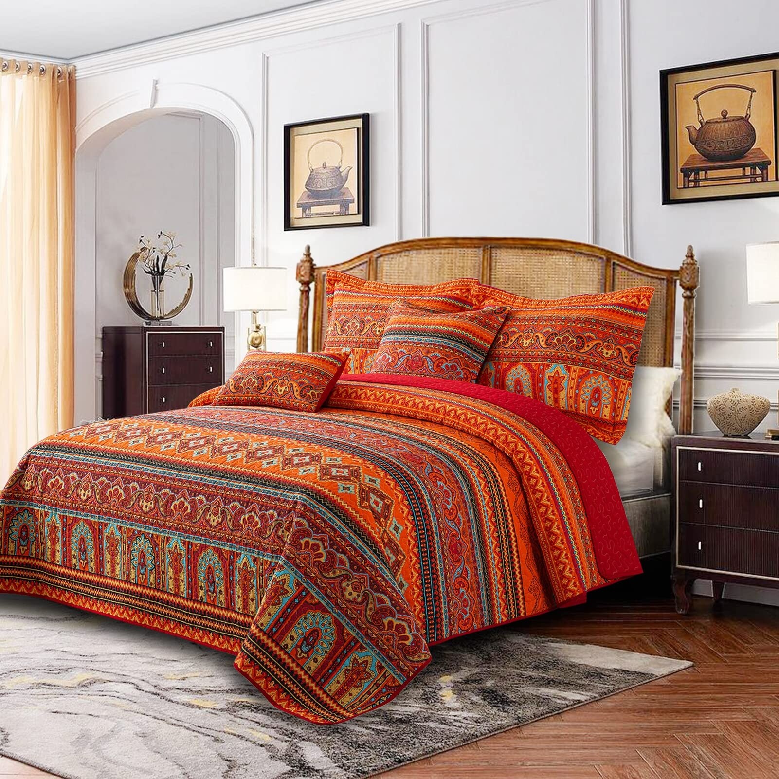 3 Pieces Quilts Set Soft Cotton Bedspreads Lightweight Quilted Stripe Quilt Bedding Sets with 2 Pillow Shams for Bed Decor On Sale Bed Bath Beyond 40250674