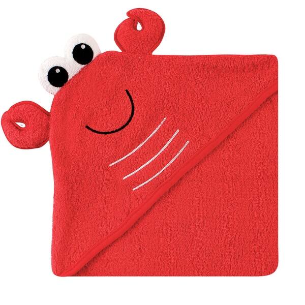 slide 1 of 1, Luvable Friends Baby Boy Cotton Animal Face Hooded Towel, Lobster, One Size - Lobster - One Size One Size - Lobster