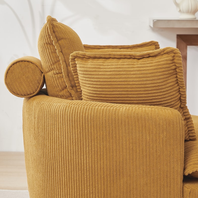 52" Upholstered Swivel Barrel Chair with Moon Storage Ottoman