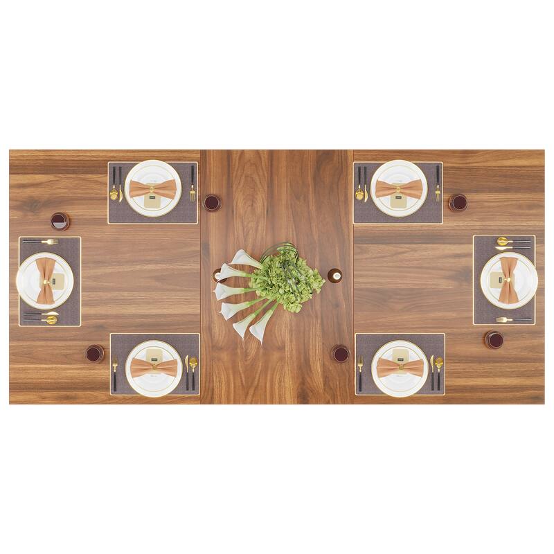 63" Rectangular Dining Table, Modern Kitchen Table with Faux Marble Top for Dining Room