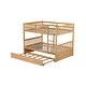 preview thumbnail 7 of 9, Stylish Full Over Full Rubber Wood Bunk Bed with Trundle, Ladder and Guardrails, Convertible to 2 Full Size Beds, White Oak