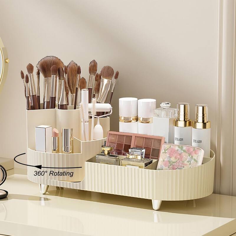 Rotating Makeup Organizer, Cosmetic Storage Display Case - Oval